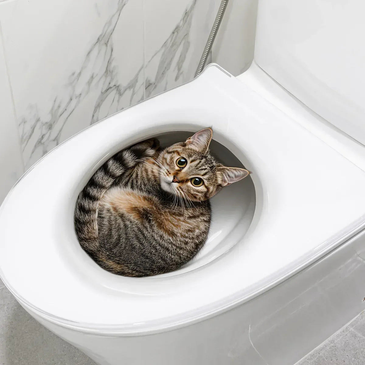 3D Funny Cat Toilet Sticker Bathroom Toilet Cover Sticker Wall Stickers Animal Wc Accessories For Home BathRoom Decoration - Urbizia