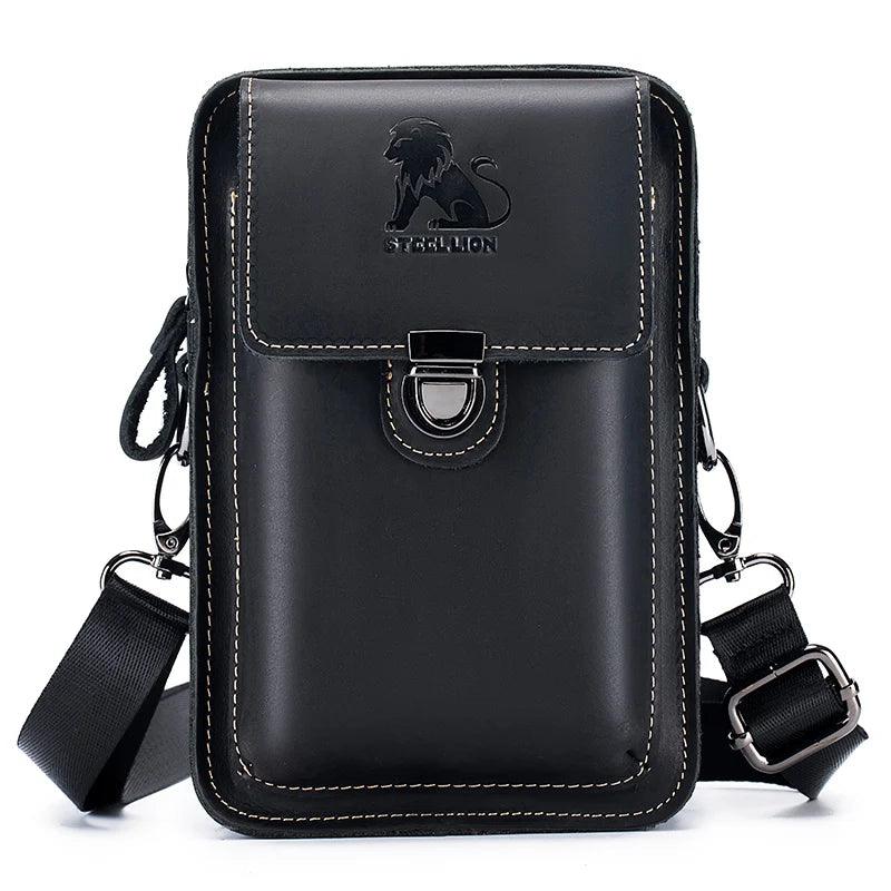 LAOSHIZI 91130 Leather Phone Waist Bag
