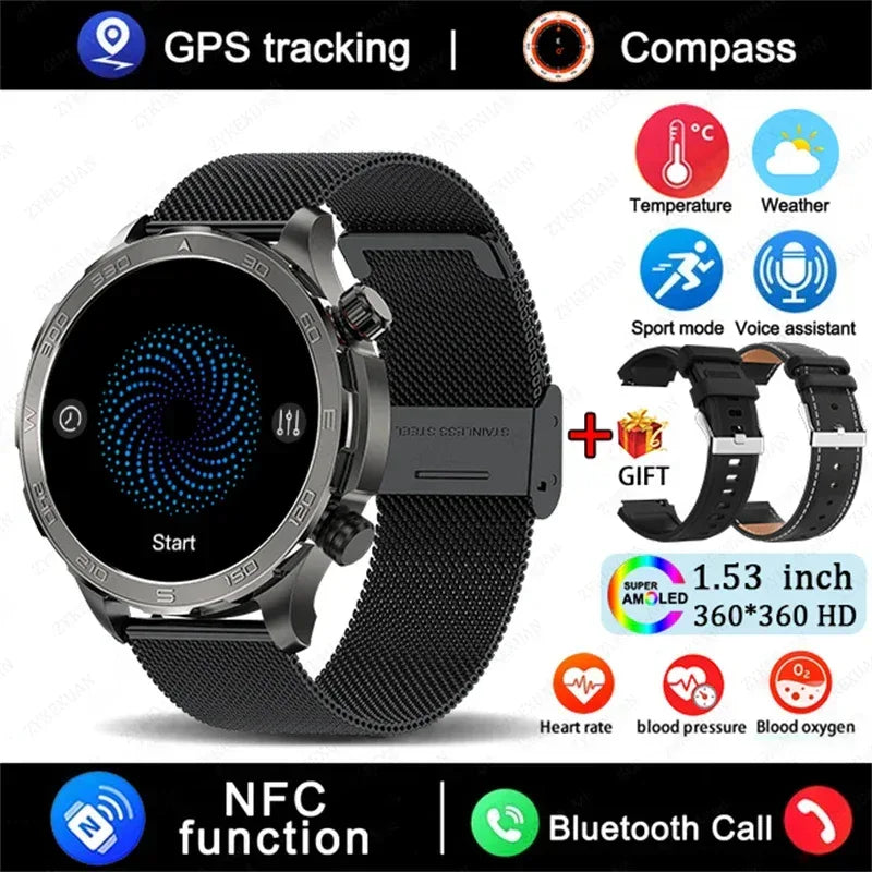 2026 New GPS Smart Watch Men AMOLED Screen Always Show Time Heart Rate IP68 Waterproof Bluetooth Call Sports Fitness Smart Watch - Urbizia