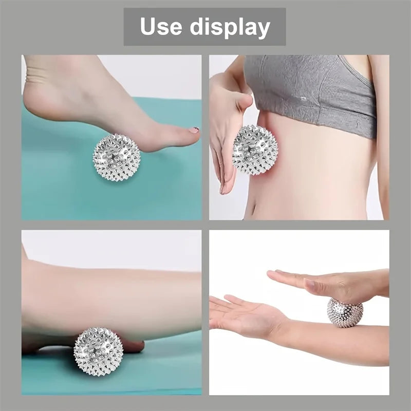 2 Magnetic Acupressure Balls, Metal Manual Foot and Hand Back Massagers, for Home Care and Relaxation Tools