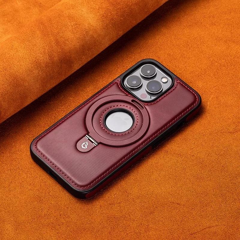 Luxury PU Leather Magnetic Ring Stand MagSafe iPhone Case