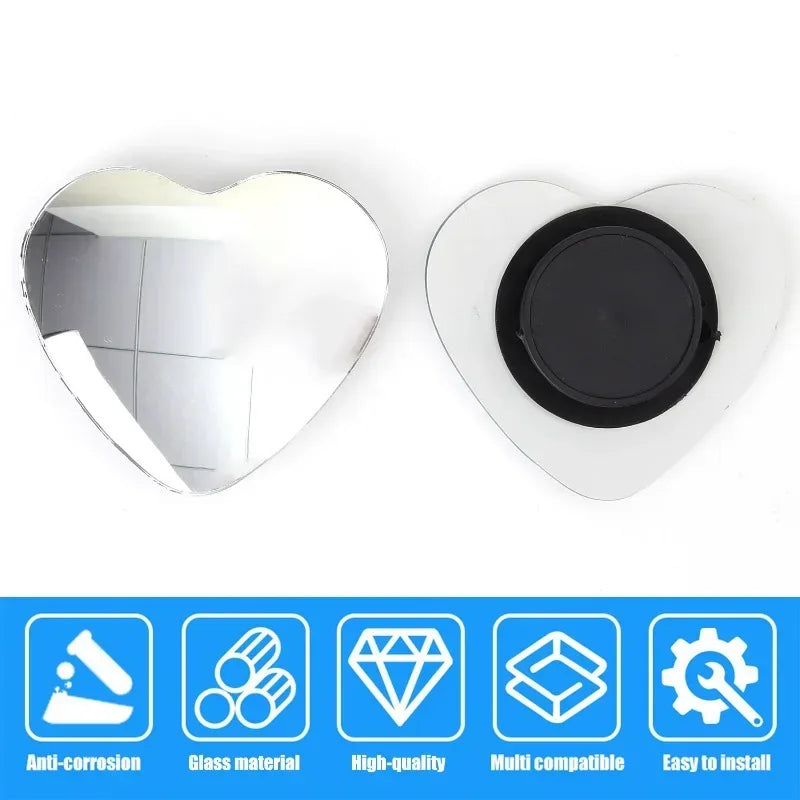 New Adjustable Heart Shaped Car Reversing Aid Rearview Convex Mirror Car Blind Spot Rearview Mirror 360 Degree 2PCS/SET - Urbizia