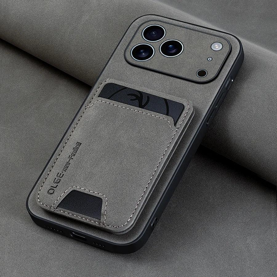 Luxury Synthetic Leather Card Bag Holder phone Case for iPhone 17 16 E 15 13 14 Pro Max Leather Card Slot Bag Protective Cover
