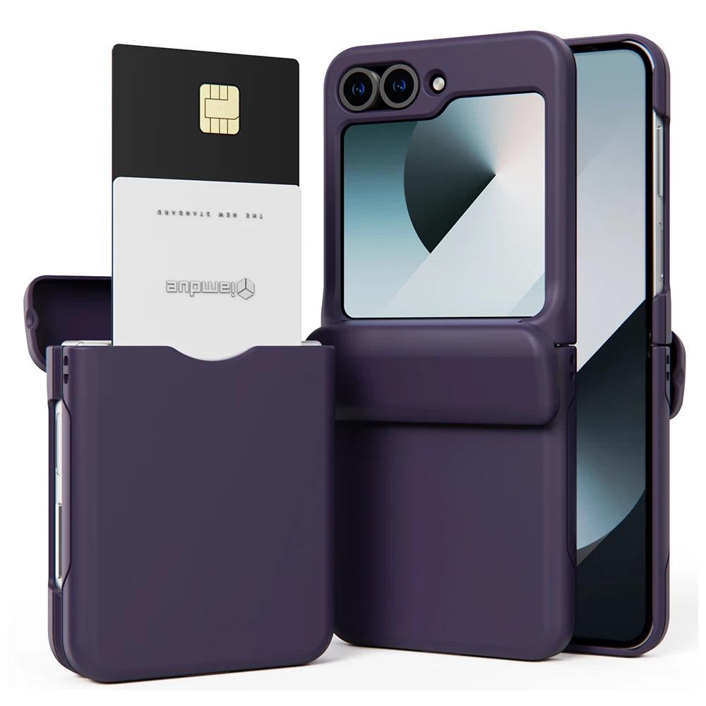 Luxury Wallet Card Slot Folding Phone Case For Samsung Galaxy Z Flip 4 5 6 7 8 Premium PC Hard Shockproof Full Protection Cover