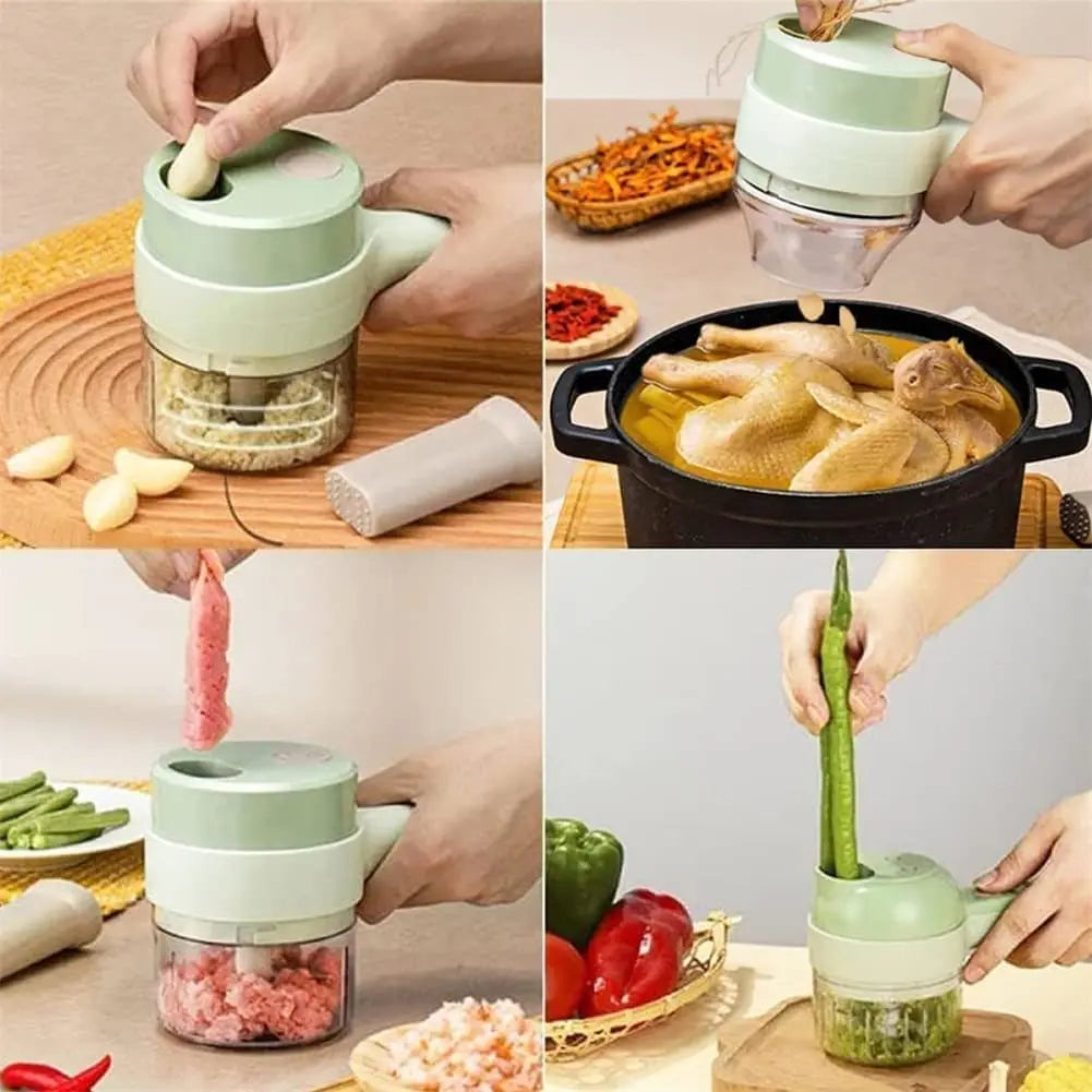 Vegetable Cutter 4 in 1 Handheld Electric Wireless Chopper & Slicer