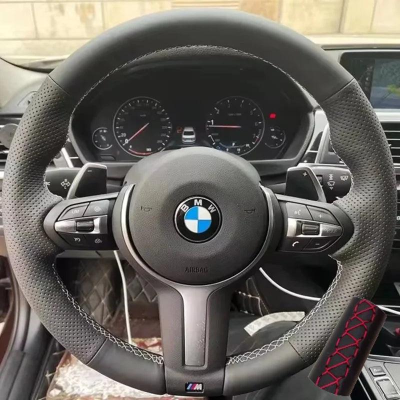 DIY Microfiber Leather Car Steering Wheel Cover For BMW M Sport F06 F10 F15 F16 F20 F21 F25 F30 F32gt F80 F82 X1 X3 x5