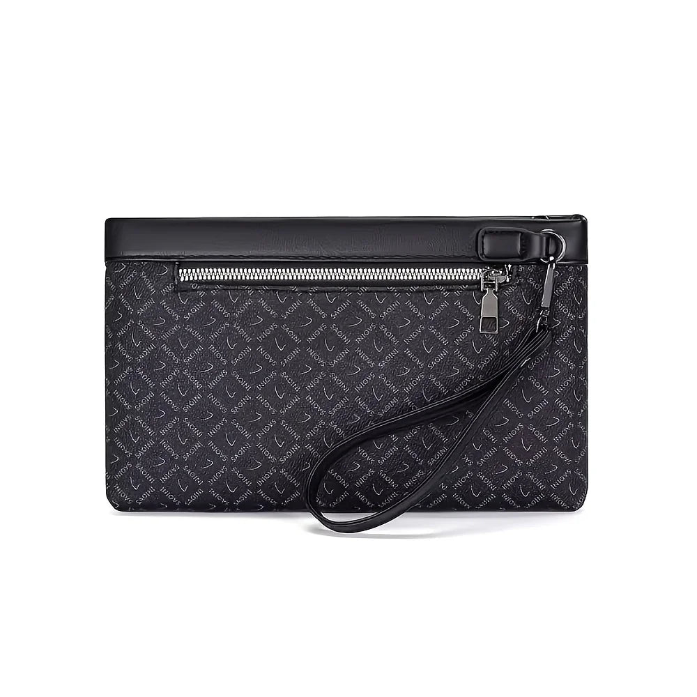 European and American Fashion High-End Men's Clutch Bag, Lion Head Metal Buckle Decorative Handbag for Business Casual Envelope