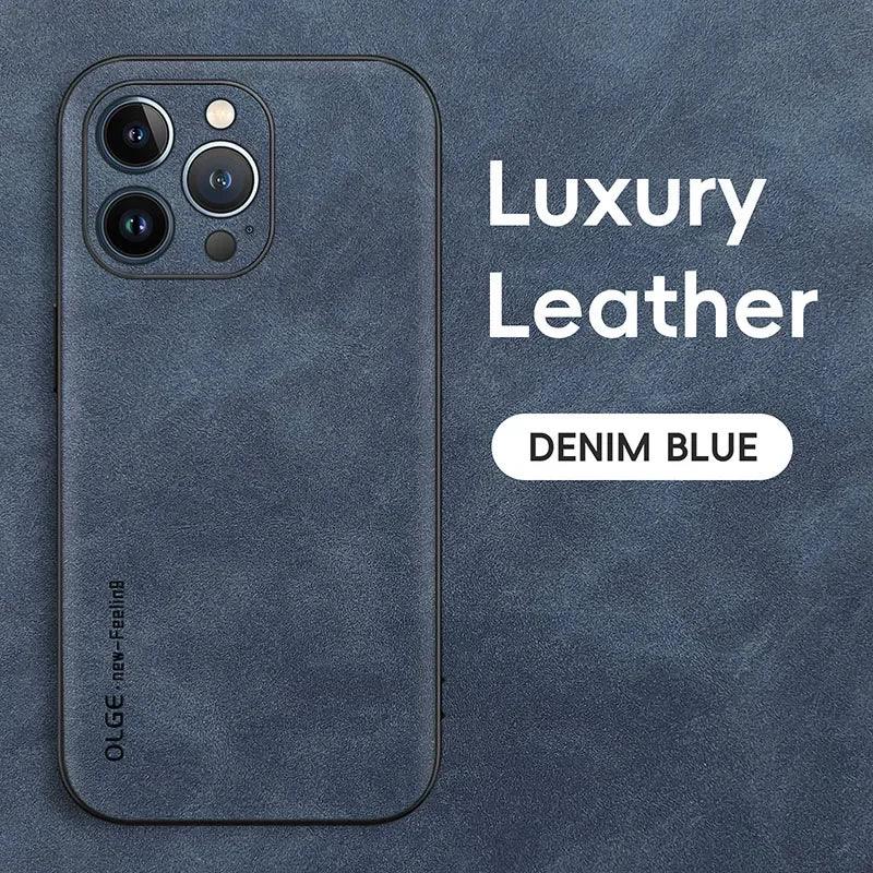Luxury Leather Phone Case For iPhone 17 16 15 14 13 12 11 Pro Max Plus 17 Air Silicone Soft Protection Shockproof Cover Funda