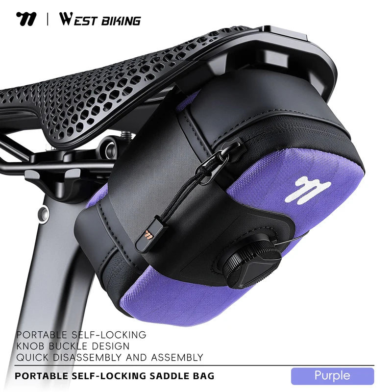 WEST BIKING Bicycle Saddle Bag 0.2L Knob Self Locking Tail Bag Portable Cycling Tool Bag Waterproof Bike Bag Bike Accessories