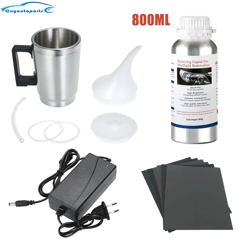 Car Headlight Polish Restoration Kit Car Headlight Repair Renovation Kit 800G Headlamp Liquid Polymer Auto Tool Set