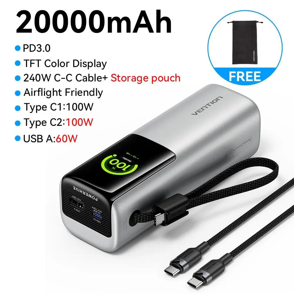 【CCC Certification】Vention 165W Power Bank 20000mAh PD Fast Charger for Laptop Portable 3C Powerbank for iPhone 17 Samsung S25
