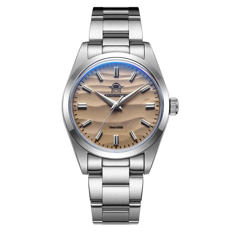 ADDIESDIVE Hot Sale AD2030 Without LOGO Watch Stainless Steel 100M Waterproof Quartz Watches 3D Sand Dial Men's Wristwatch Dress