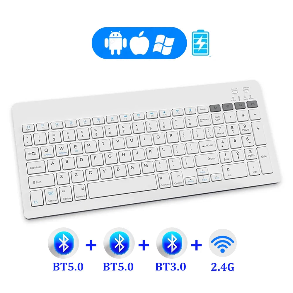 Dual-Mode Bluetooth 5.0 Keyboard 2.4G Wireless Keyboard 3-BT Rechargeable Gaming Keyboard For Laptop Tablet Android iOS Windows
