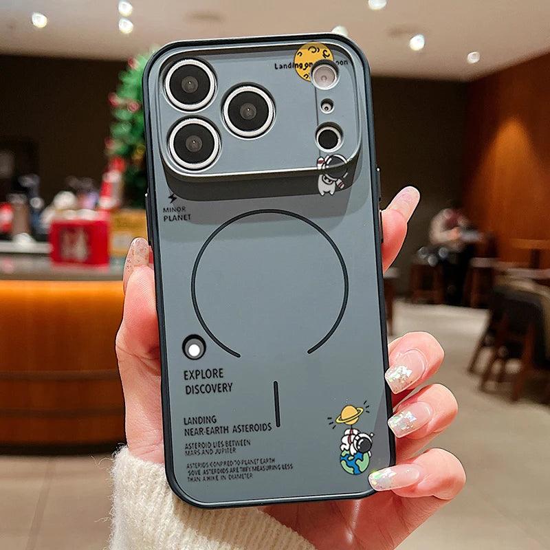 Hanging Astronaut Pattern Case For iPhone 17 Pro Max Magnetic For Magsafe Skin Feeling Cover For iPhone 16 Pro Max 15 14 13
