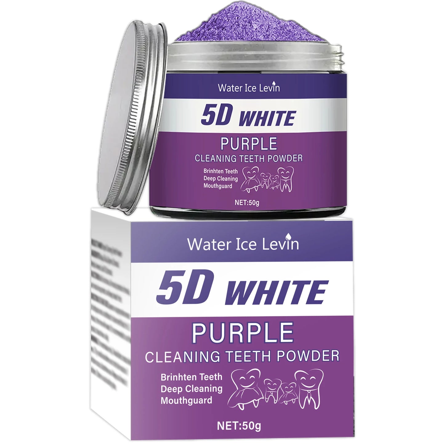 Purple Teeth Whitening Powder, 50g - Deep Cleaning and Teeth Cleaning Powder, Fresh Breath Toothpaste, Natural Pearl Essence