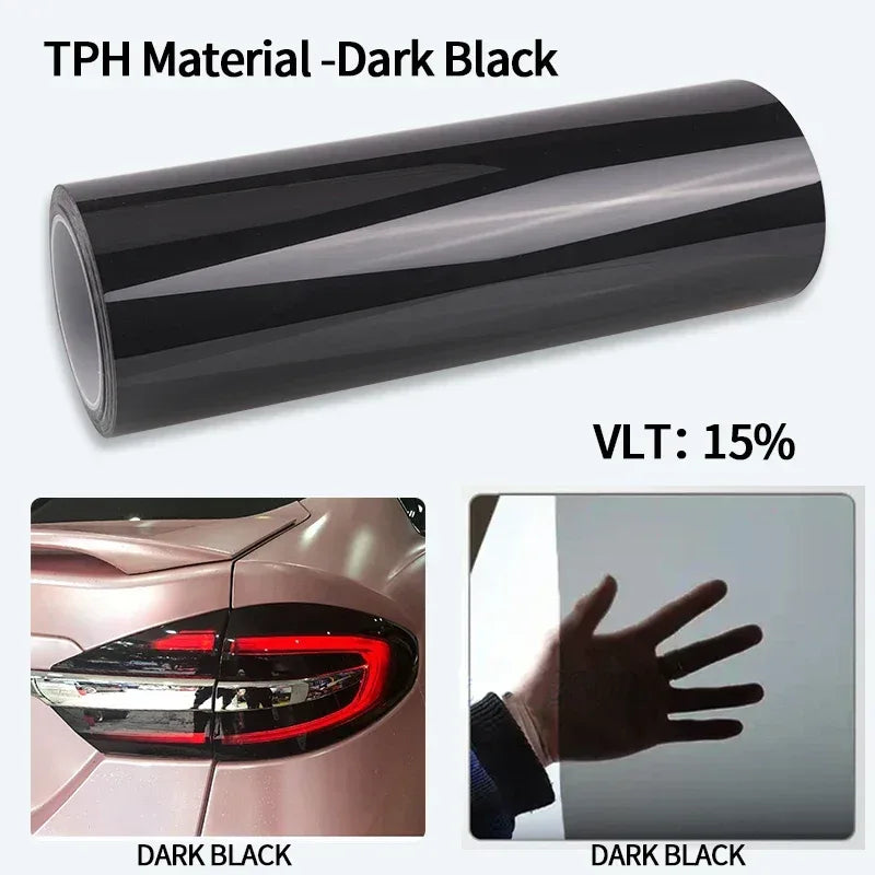 Car Headlight & Taillight Smoke Wrap Film – Black TPH PU PPF Protective Sheet - Urbizia