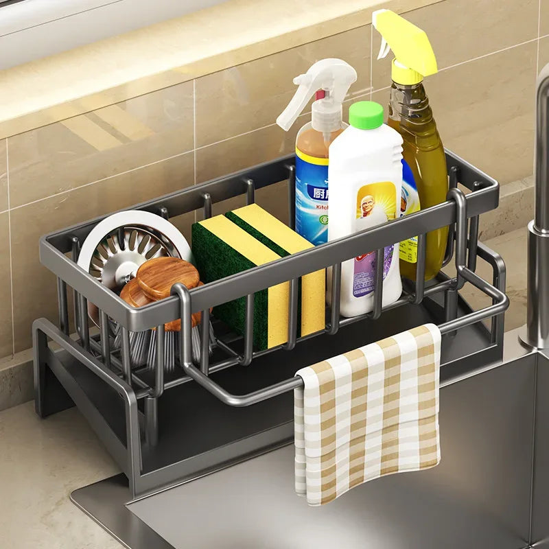 Kitchen Sink Drain Rack No-Drill Storage Shelf