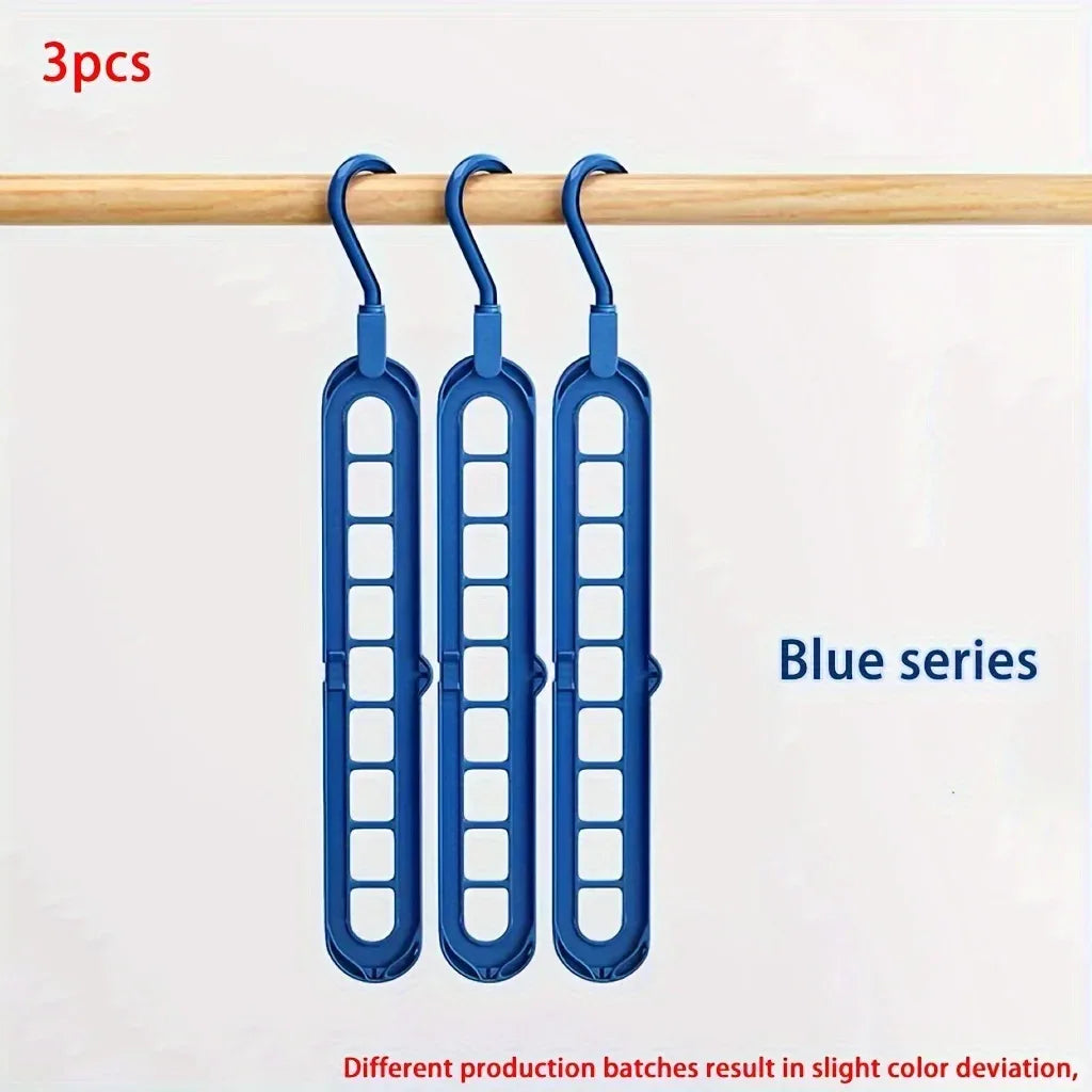 9-Hole Foldable Clothes Hanger Space Saving Organizer (3pcs)