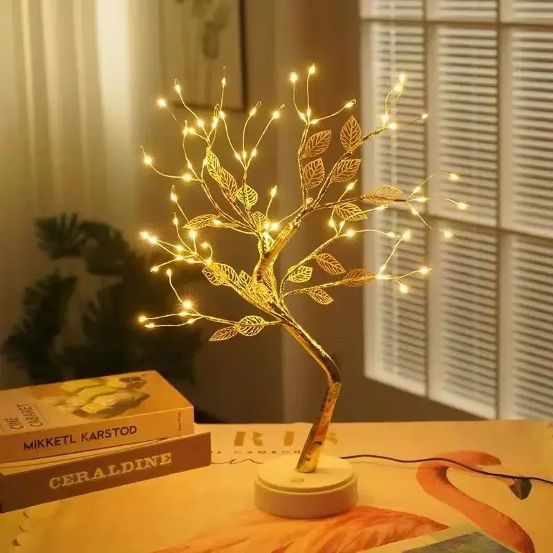 Table Tree Night Light USB/Battery Powered Touch Switch Artificial Bonsai Cherry Blossom Desktop Tree LED Lamp Light Decoration - Urbizia