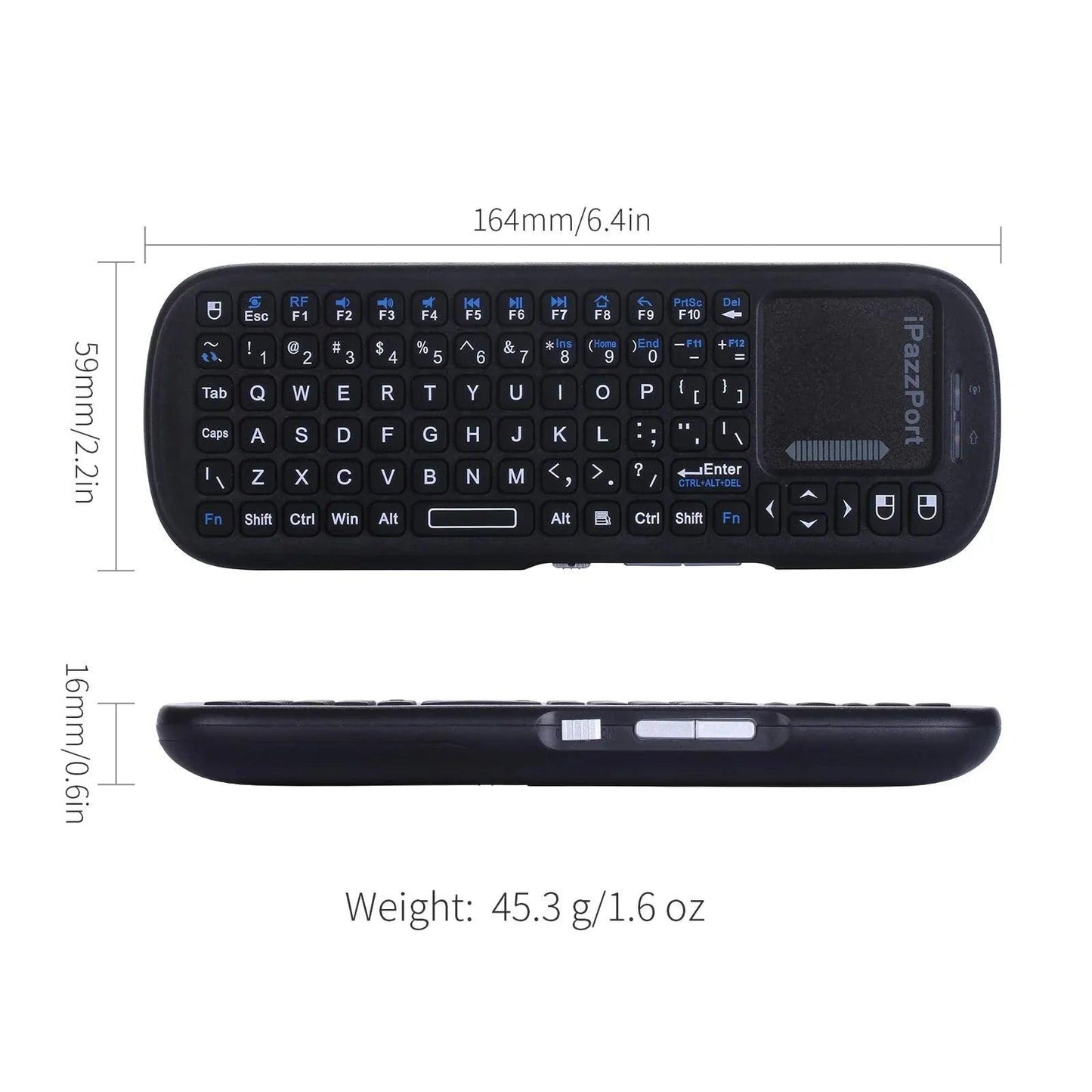 iPazzPort Mini Bluetooth& 2.4GHz Wireless Keyboard with Touchpad MouseCombo for Android TV Box/PC/Tablet/PS4/Raspberry Pi 3/HTPC