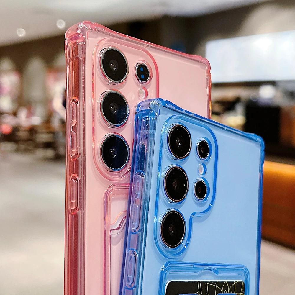 Clear Transparent Wallet Card Holder Case for Samsung Galaxy