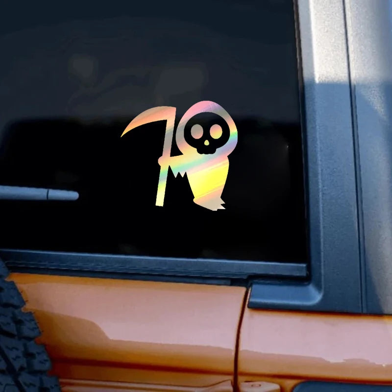 Grim Reaper Vinyl Sticker – Spooky Skeleton Peeker Decal