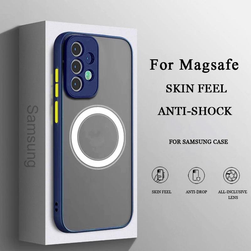 Luxury Magnetic Wireless Charge Case For Samsung A53 A54 A55 A52 A52S A35 A34 A33 A32 A14 A12 A13 A71 5G Shockproof Matte Cover