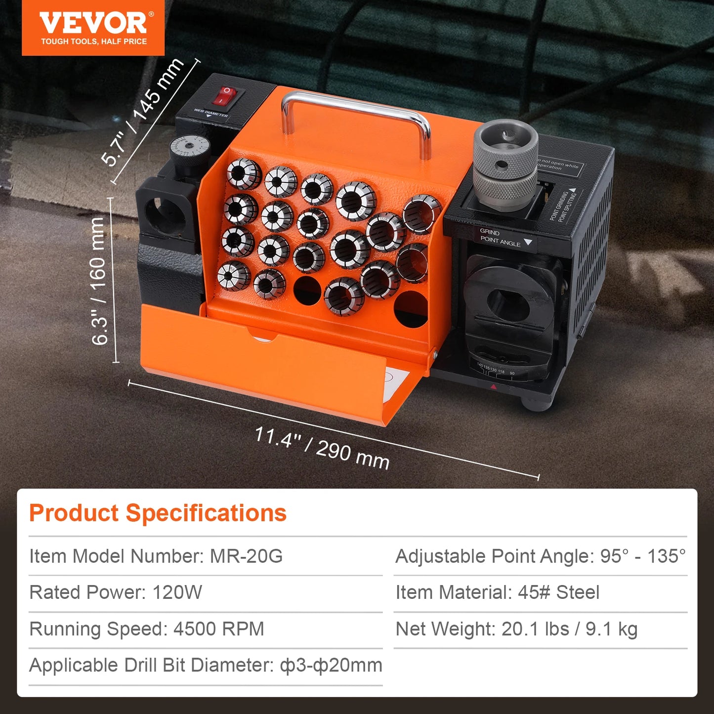 SucceBuy Drill Bits Sharpener MR-13A MR-13B MR-20G Mill Grinder Portable Sharpening Machine with 18/11 Collets For Workshop