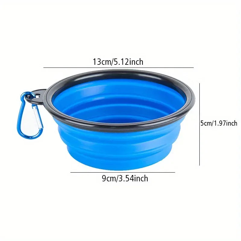 Dog Folding Bowl Portable Dog Travel Bowl Dog Food Water Bowl for Outdoor Walking Silicone Dog Food Water Bowl with Bowl Lip - Urbizia
