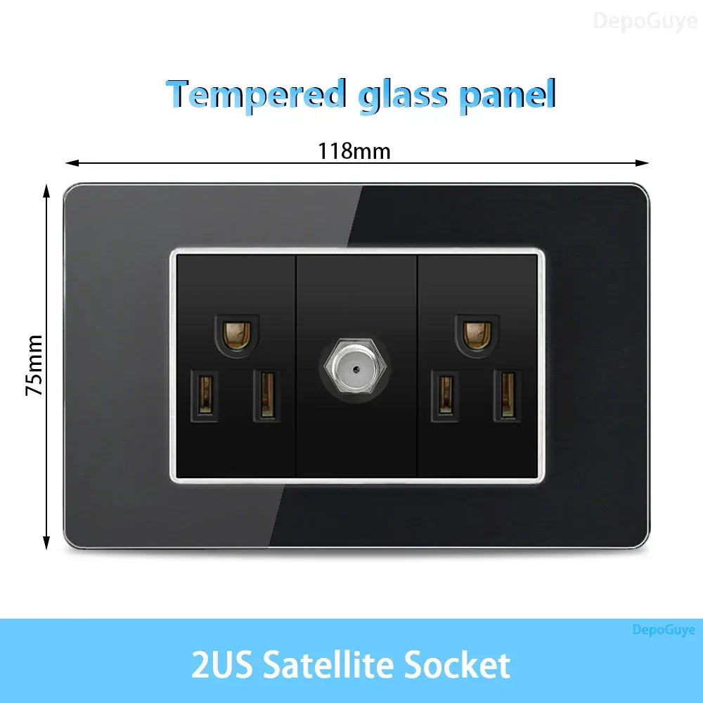 American Thai Standard USB Type-C 20W Fast Charging Power Outlet,Mexico with Smart usb c 3A Socket Wall Electric Light Switch - Urbizia