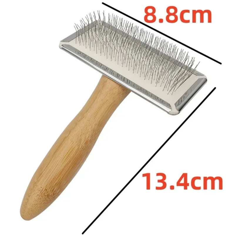 Dog Comb Solid Wood Dog Brush Pet Hair Remover Massage Cat Brush Pet Grooming Stainless Steel Combs for Cats Hair Knot Opening - Urbizia