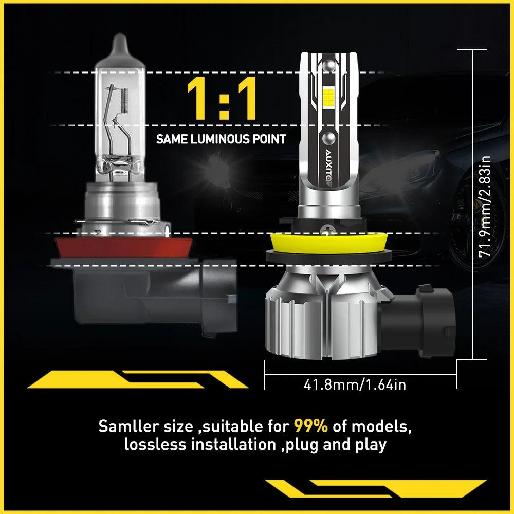 AUXITO 2Pcs H8 LED Bulb H11 H9 9005 HB3 9006 HB4 Car Headlight Super Bright Fog Light Bulb Head Light Fanless Auto Lamp