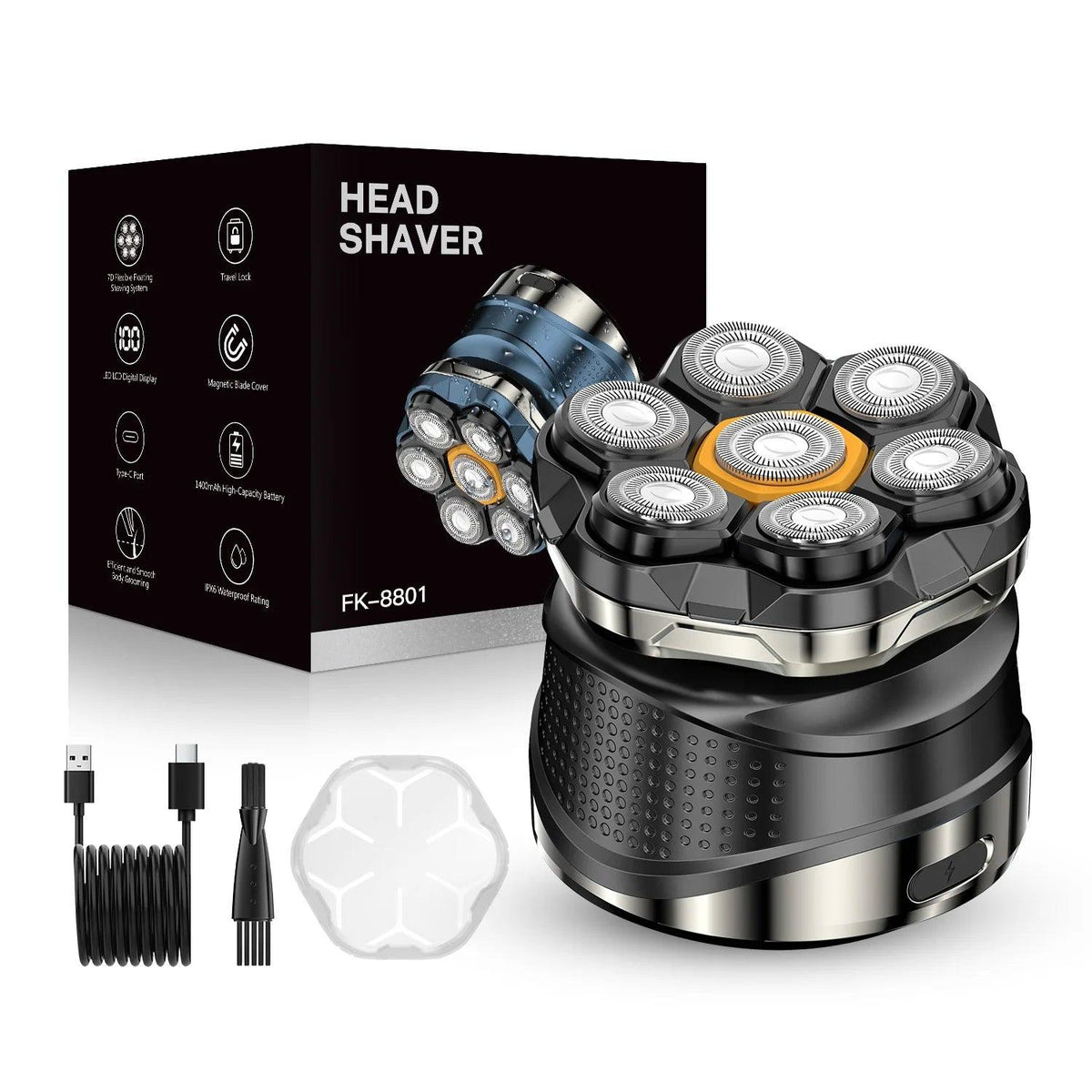 Electric Head Shaver for Bald Men 7D Magnetic Razor Hair Trimmer Rechargeable Shavers for Scalp Face Beard Body Wet Dry Use