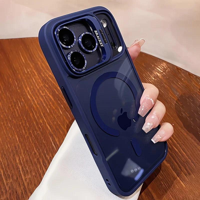 Luxury for Magsafe Magnetic attraction Bracket Case for IPhone 17 16 15 13 12 Pro Max 14 Plus Lens Holder Protection Clear Cover