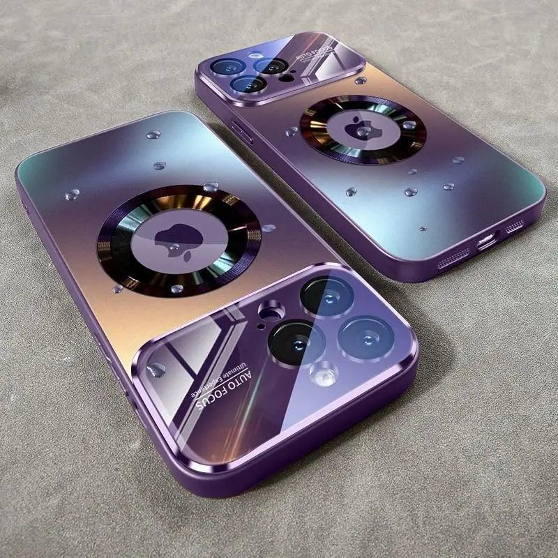 Luxury Glass Camera MagSafe Magnetic iPhone Shockproof Case