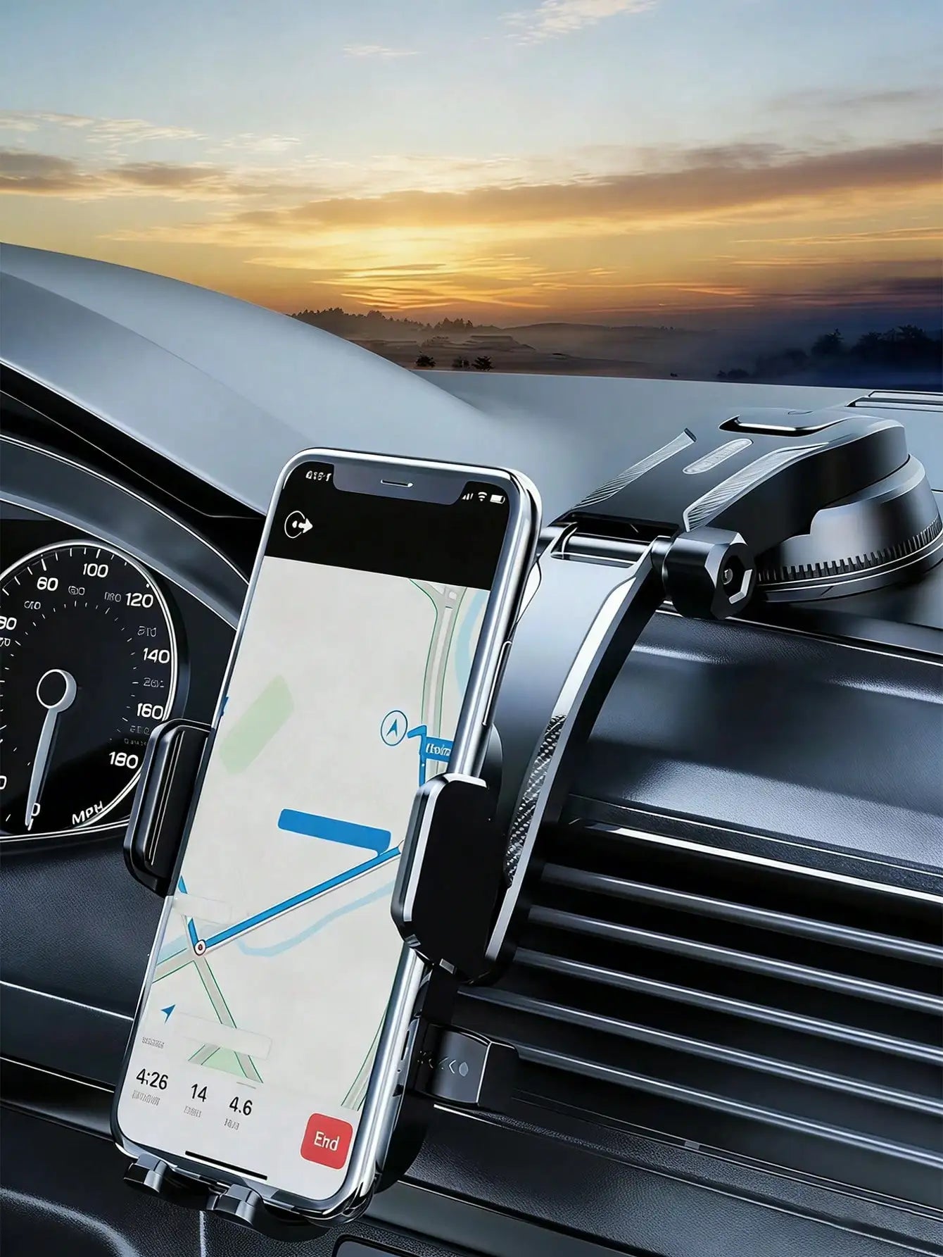 Car Phone Holder | Automatic Suction Cup | 360° Rotation Adjustment | Suitable For Windshield | Stable Navigation Holder | Universal For Trucks, Sedans, Car Phone Mount, Smartphone Holder, Auto Accessories