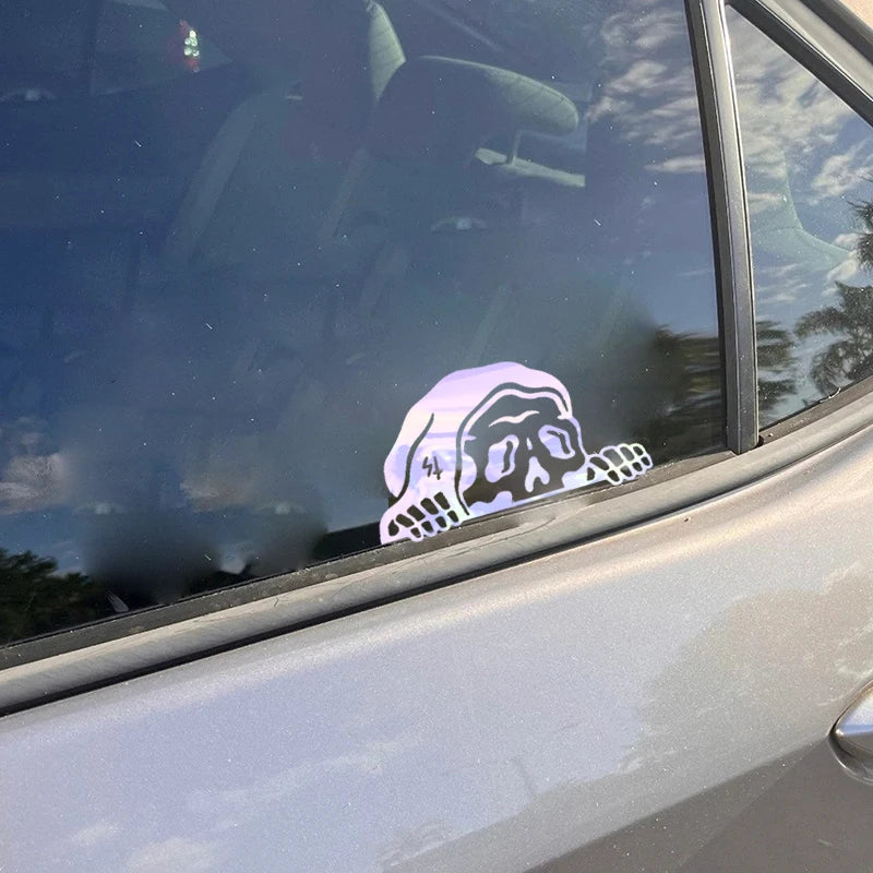 Grim Reaper Vinyl Sticker – Spooky Skeleton Peeker Decal