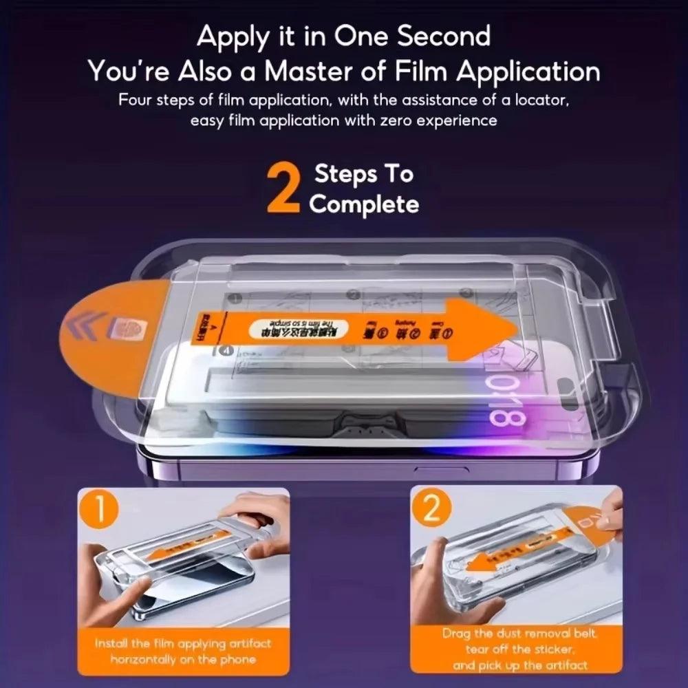 5PCS Easy Install HD Screen Protector For iPhone 17 16 13 Pro Max 11 15 14 16e 12 Mini XR X Xs 7 8 Plus Air Tempered Glass
