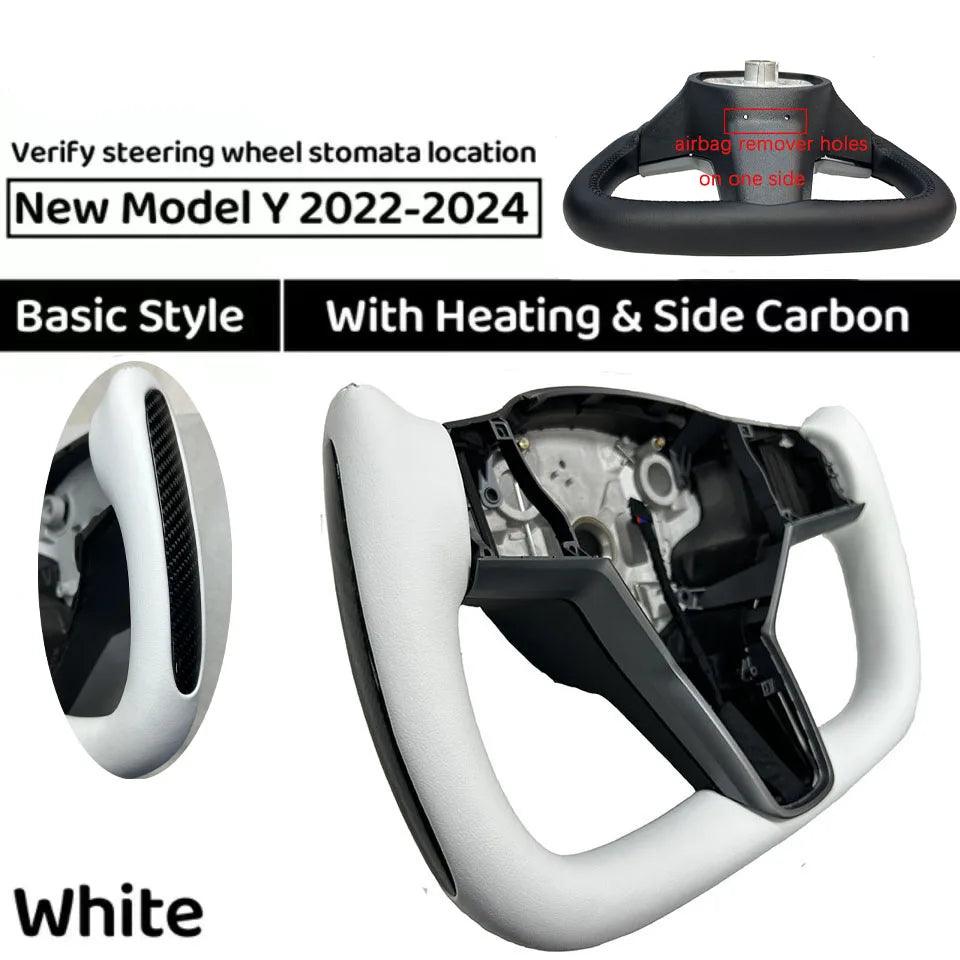  350mm Yoke Handle Steering Wheel With Heating Personalized NAPP Leather Accessories For Tesla Model 3/Y 2018-2022 Y 2022-2024