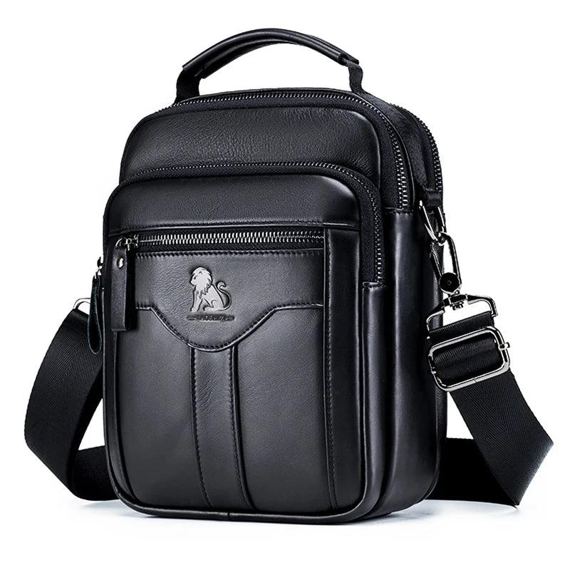 Men's crossbody bag, fashionable leather bag, trendy retro men's top layer cowhide shoulder bag