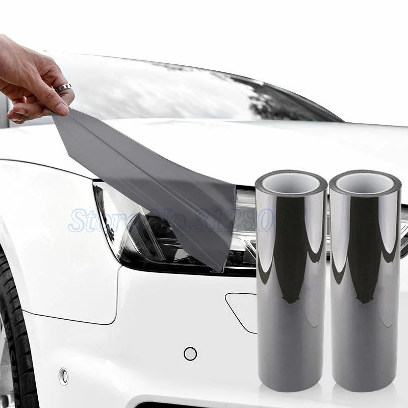 Car Headlight & Taillight Smoke Wrap Film – Black TPH PU PPF Protective Sheet