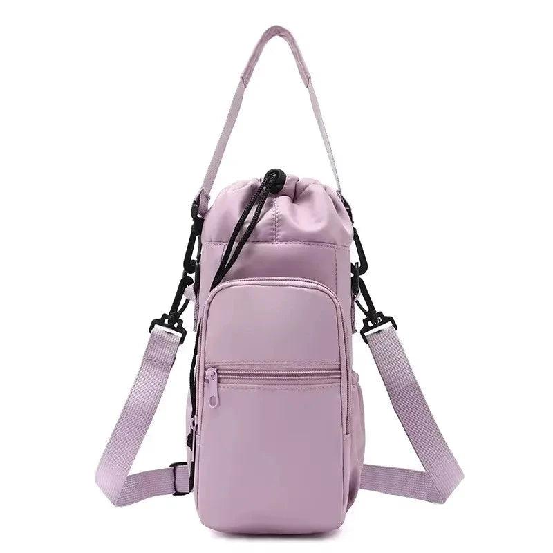 Portable Water Bottle Bag with Adjustable Strap Thermal Mugs Insulated Protective Cover Phone Pocket Outdoor Sports Travel Bag