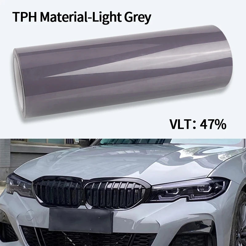 Car Headlight & Taillight Smoke Wrap Film – Black TPH PU PPF Protective Sheet