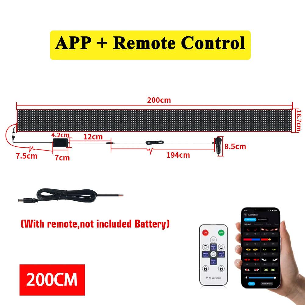 Truck Car Devil Eye LED Pixel Panel Light APP Remote Soft Foldable Lighting Scrolling Flexible For Board Windshield Accessorie
