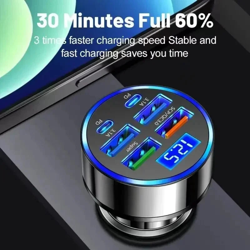 350W Car Charger USB PD QC3.0 USB C Car Phone Charger Type C Adapter for iPhone Samsung Huawei Xiaomi Quick Charge 