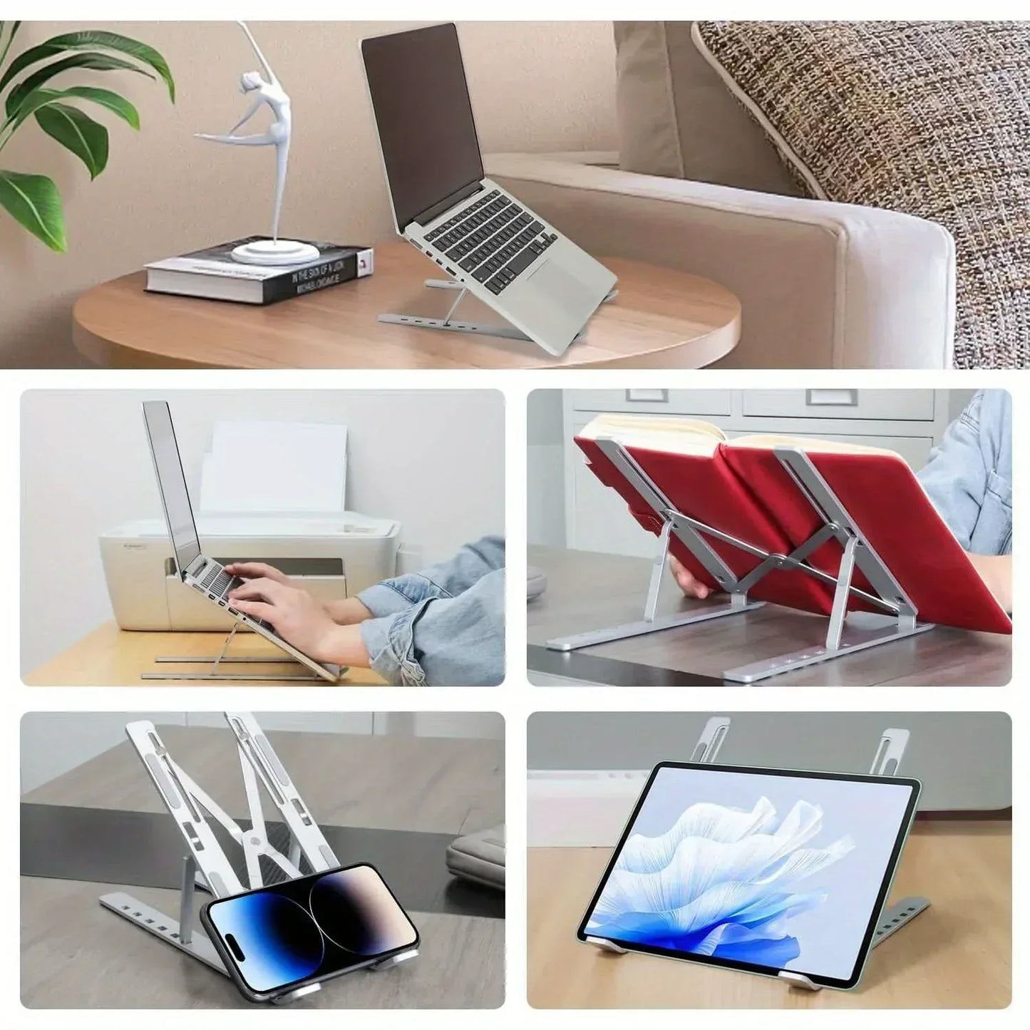 Adjustable Aluminum Laptop Stand – 6-Level Foldable Design - Urbizia