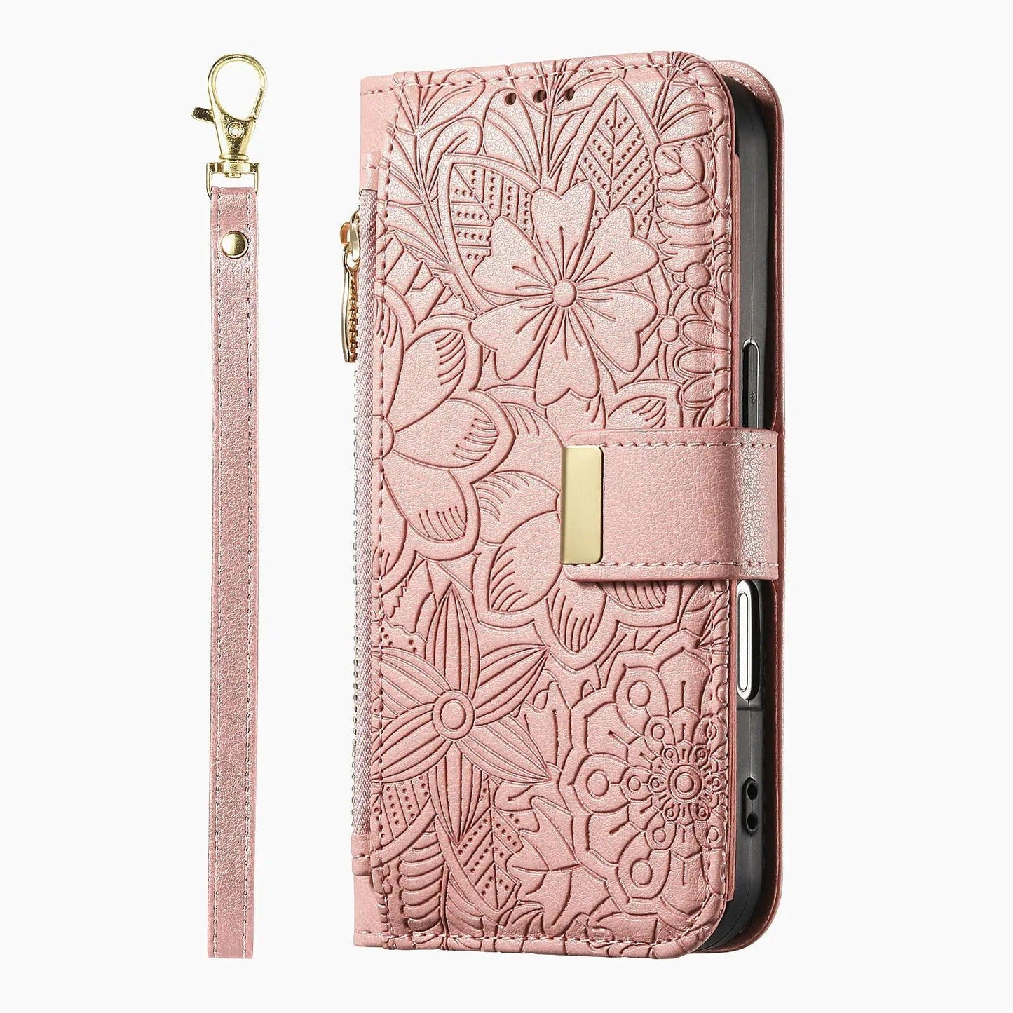 PU Leather Zipper Crossbody Flip Wallet Card Slot Phone Case For Samsung Galaxy S26 Plus S26 Pro S26 Ultra A57 Wrist Strap Cover
