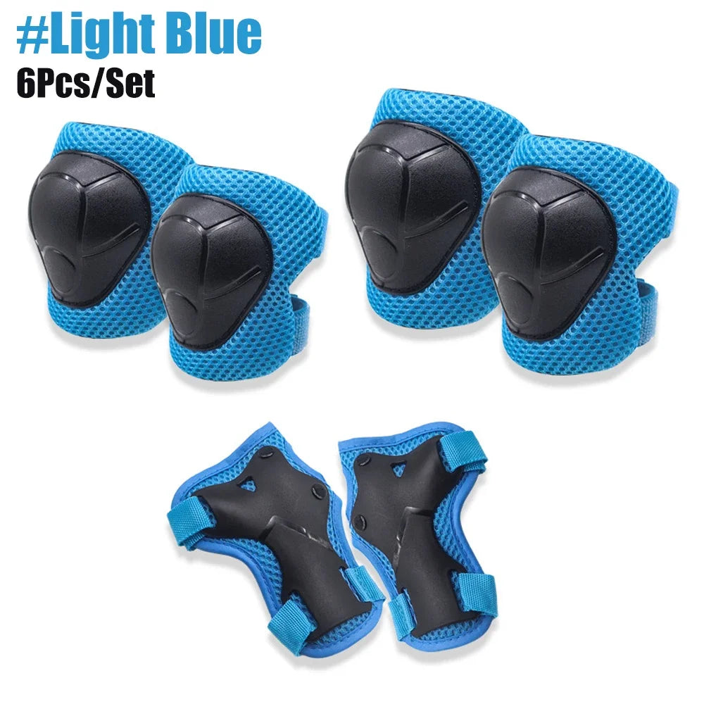 6pcs Kids Knee Pads and Elbow Pads Set,Knee Pads for Child Youth 3-15 Years W/ Adjustable Strap for Roller Skates Skateboard