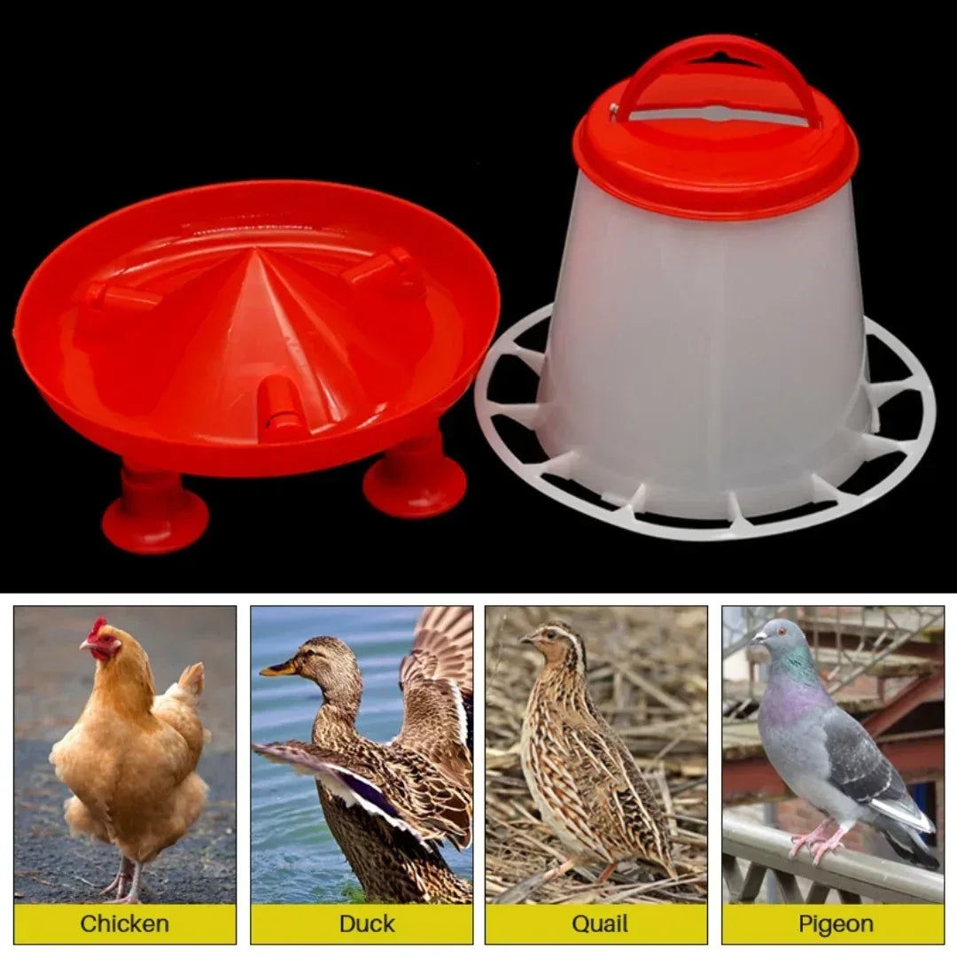1.5kg Chicken Duck Feeder Bucket With Leg Poultry Food Fountain Chicken Chick Hen Lid Handle Feeding Watering Supplies - Urbizia