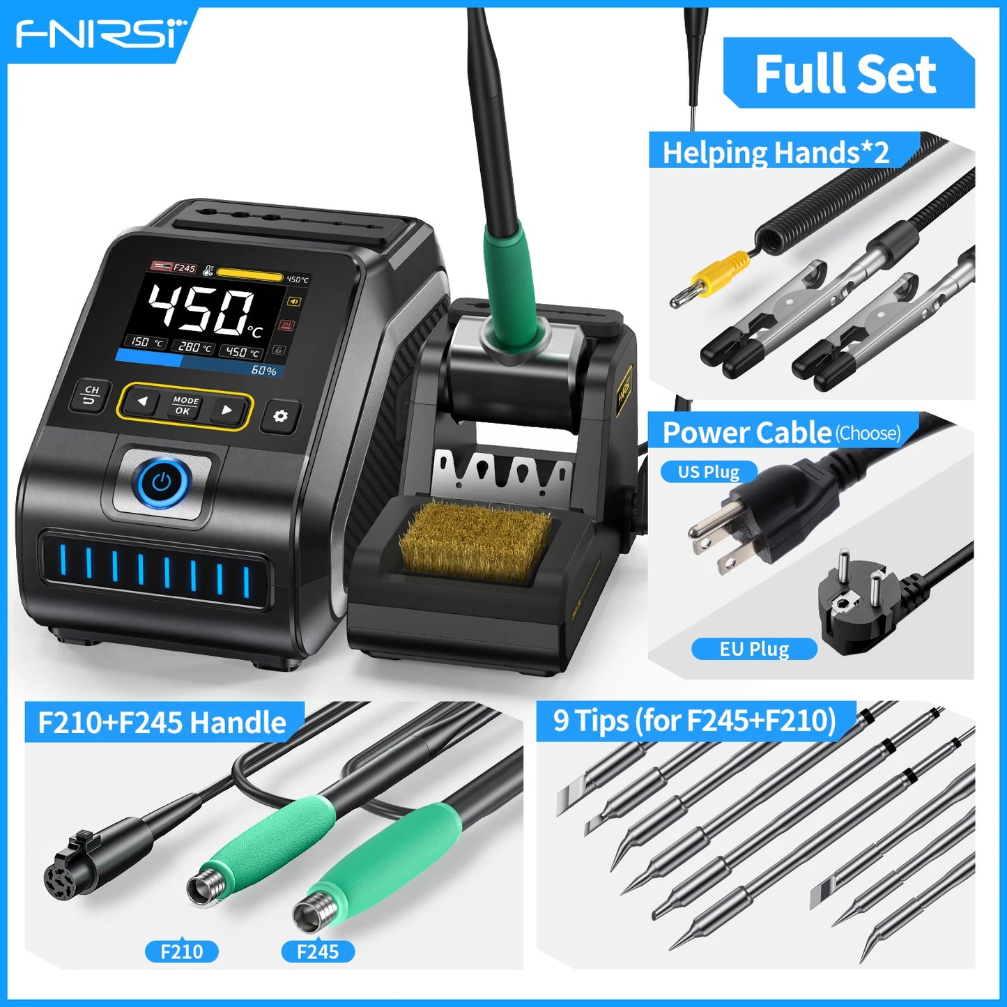 FNIRSI DWS-200 Soldering Station 200W C210 C245 Solder Iron Handle With Soldering Helping Hand Electronic Welding Rework Station